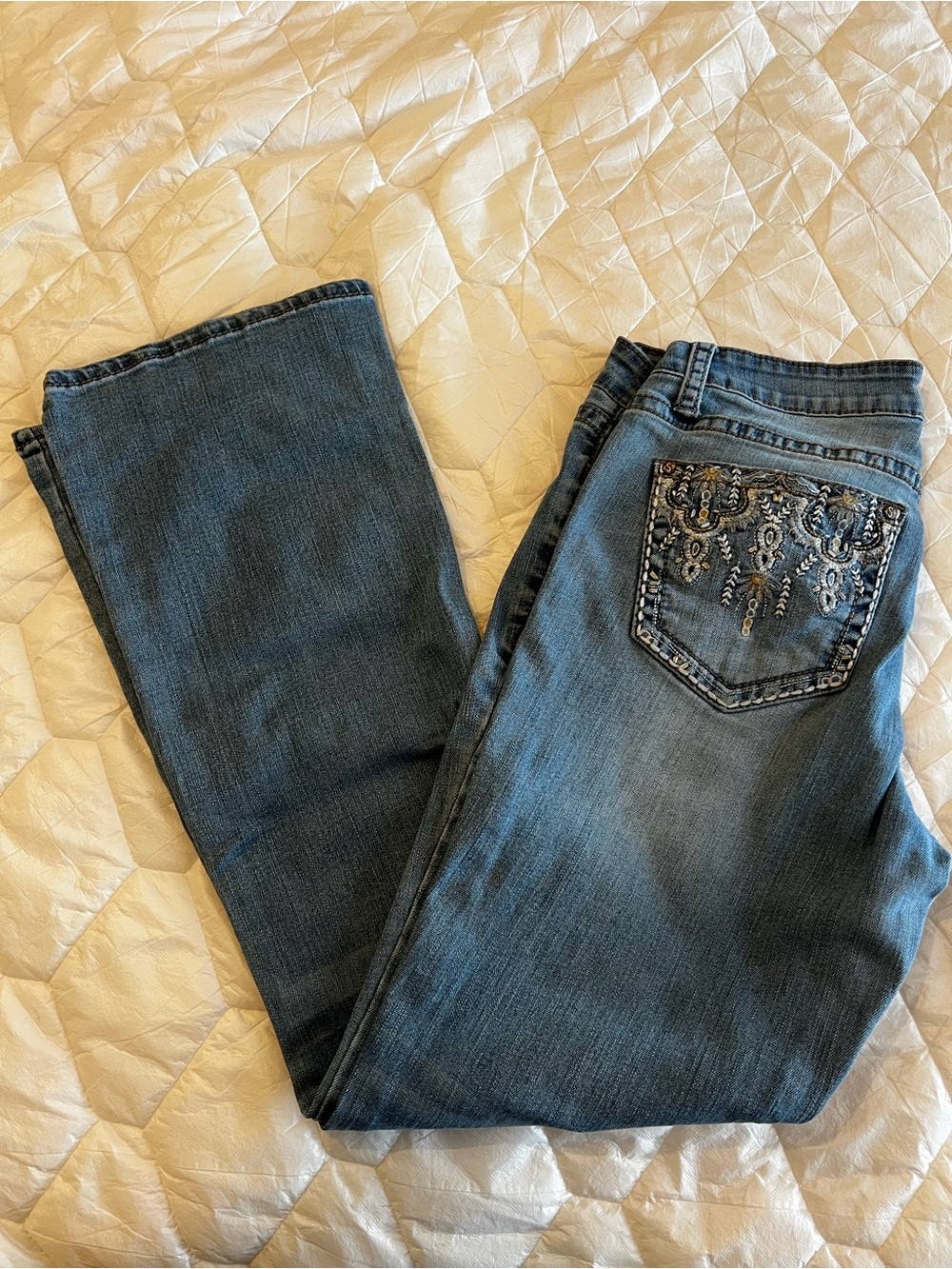 Shyanne Womens Embroidered Pocket Blue Jeans 31